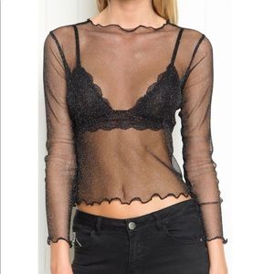 brandy melville glitter mesh longsleeve